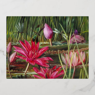 Rode Waterlelie van India- Marianne North Folie Feestdagen Briefkaart