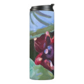 Rode waterlelies thermosbeker (Gedraaid links)