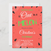 Rode Watermeloen 1e Verjaardag uitnodiging (Voorkant)