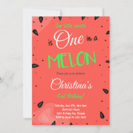 Rode Watermeloen 1e Verjaardag uitnodiging