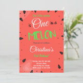 Rode Watermeloen 1e Verjaardag uitnodiging (Staand voorkant)