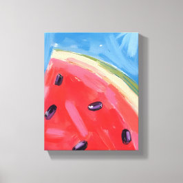 Rode Watermeloen | Aquarel Fruit Schilderij Canvas Afdruk