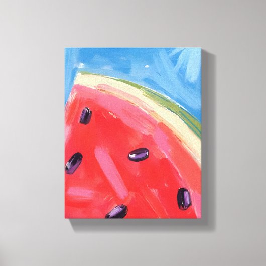Rode Watermeloen | Aquarel Fruit Schilderij Canvas Afdruk (Voorkant)