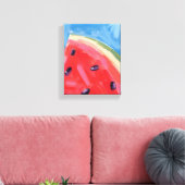 Rode Watermeloen | Aquarel Fruit Schilderij Canvas Afdruk (Insitu (Woonkamer))
