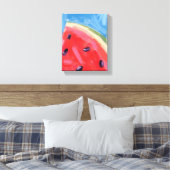 Rode Watermeloen | Aquarel Fruit Schilderij Canvas Afdruk (Insitu (Slaapkamer))