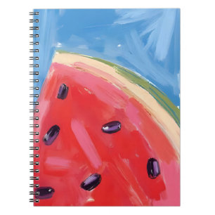 Rode Watermeloen   Aquarel Fruit Schilderij Notitieboek