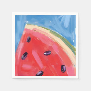 Rode Watermeloen   Aquarel Fruit Schilderij Servet
