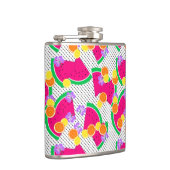 Rode Watermeloen Gele Citroenen Tropisch op Wit Heupfles (Rechts)