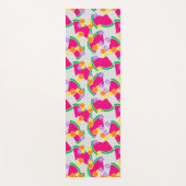 Rode Watermeloen Gele Citroenen Tropisch op Wit Yogamat (Voorkant)