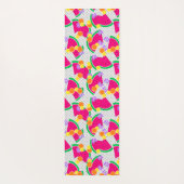 Rode Watermeloen Gele Citroenen Tropisch op Wit Yogamat (Achterkant)