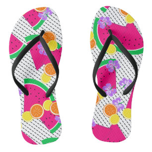 Rode Watermeloen Gele Citroenen Tropisch Teenslippers