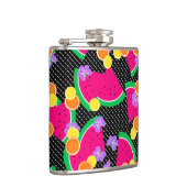 Rode Watermeloen Gele Tropische Citroenen Heupfles (Rechts)