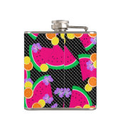 Rode Watermeloen Gele Tropische Citroenen Heupfles (Achterkant)