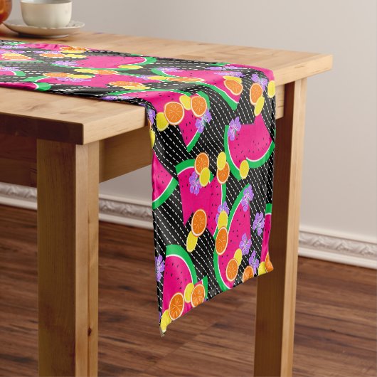 Rode Watermeloen Gele Tropische Citroenen Korte Tafelloper (Voorbeeld)