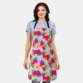 Rode Watermeloen Gele Tropische Citroenen Schort (Gedragen)