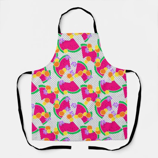 Rode Watermeloen Gele Tropische Citroenen Schort (Voorkant)