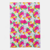 Rode Watermeloen Gele Tropische Citroenen Theedoek (Verticaal)