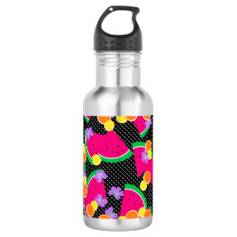 Rode Watermeloen Gele Tropische Citroenen Waterfles