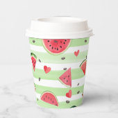 Rode watermeloen patroon, Zomerfeest Papieren Bekers (Achterkant)