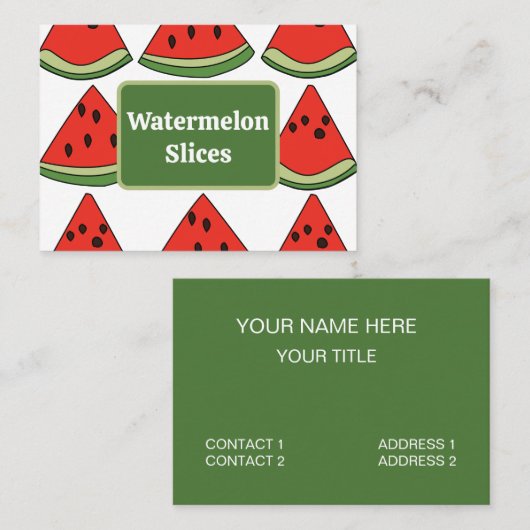 Rode Watermeloen Schijf Fruit Visitekaartje (Voorkant / Achterkant)