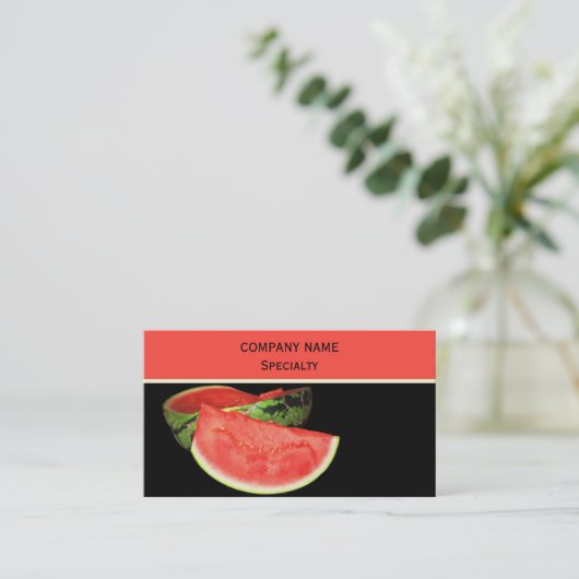 Rode watermeloen visitekaartje (Staand voorkant)