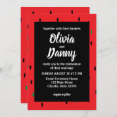 Rode Watermeloen Zomer Bruiloft Kaart (Voorkant / Achterkant)