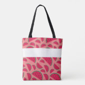 Rode Watermeloen Zomer Leuk Initiaal Monogram Tote Bag (Achterkant)