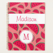 Rode Watermeloen Zomer Pret Trendige Monogram Planner (Voorkant)