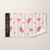 Rode watermeloenen, harten, strepen, Jouw naam Bad Handdoek (Handdoek)