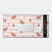 Rode watermeloenen, harten, strepen, Jouw naam Bureaumat (Keyboard & Muis)