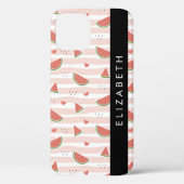 Rode watermeloenen, harten, strepen, Jouw naam Case-Mate iPhone Case (Achterkant)