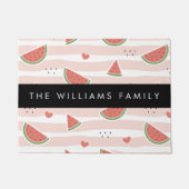 Rode watermeloenen, harten, strepen, Jouw naam Deurmat (Voorkant)