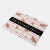 Rode watermeloenen, harten, strepen, Jouw naam Deurmat (Schuin)