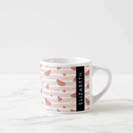 Rode watermeloenen, harten, strepen, Jouw naam Espresso Kop