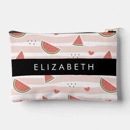 Rode watermeloenen, harten, strepen, Jouw naam Etui (Achterkant)
