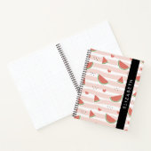 Rode watermeloenen, harten, strepen, Jouw naam Notitieboek (Binnen)