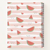 Rode watermeloenen, harten, strepen, Jouw naam Notitieboek (Achterkant)