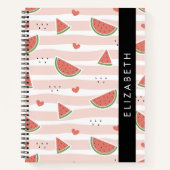 Rode watermeloenen, harten, strepen, Jouw naam Notitieboek (Voorkant)