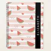 Rode watermeloenen, harten, strepen, Jouw naam Planner (Voorkant)