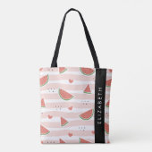 Rode watermeloenen, harten, strepen, Jouw naam Tote Bag (Achterkant)