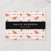 Rode watermeloenen, harten, strepen, Jouw naam Visitekaartje (Voorkant)