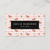 Rode watermeloenen, harten, strepen, Jouw naam Visitekaartje (Voorkant)