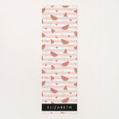 Rode watermeloenen, harten, strepen, Jouw naam Yogamat (Achterkant)