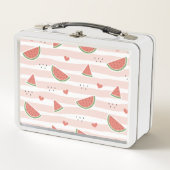 Rode watermeloenen, harten, strepen, zomerpatroon (Voorkant)