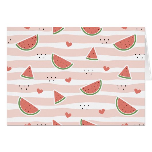 Rode watermeloenen, harten, strepen, zomerpatroon (Voorkant Horizontaal)