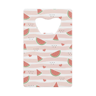 Rode watermeloenen, harten, strepen, zomerpatroon creditkaart flessenopener