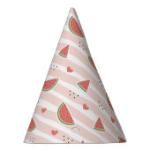 Rode watermeloenen, harten, strepen, zomerpatroon feesthoedjes (Rechts)