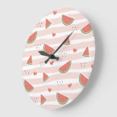 Rode watermeloenen, harten, strepen, zomerpatroon grote klok (Hoek)