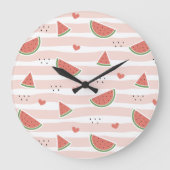 Rode watermeloenen, harten, strepen, zomerpatroon grote klok (Voorkant)