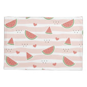 Rode watermeloenen, harten, strepen, zomerpatroon kussensloop (Achterkant)